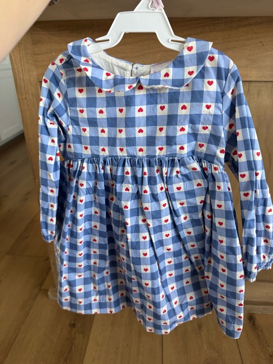 Hanna Andersson Other - Hanna Andersson Blue and White Gingham Dress with Red Hearts